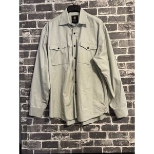 Victorinox Mens Button Up Shirt XL Light Khaki Roll Tab Long Sleeve 2 Pocket